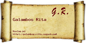 Galambos Rita névjegykártya